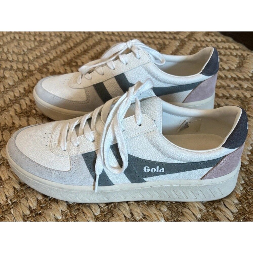 Gola Grandslam Trident Sneakers Womens 8.5 White Salmon Pink Suede Leather Shoes